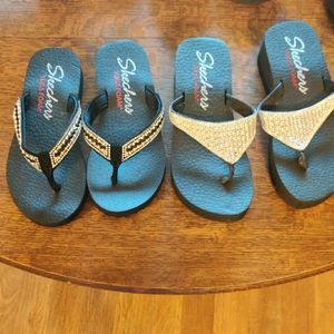 Skechers Black and Silver Women's Sandals